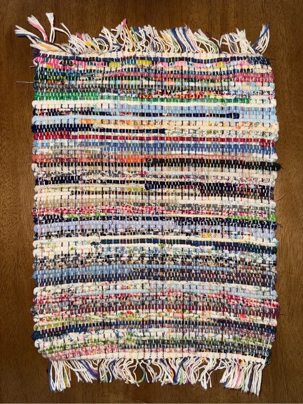 Set of 4 Multicolor Woven Placemats with fringe edges. One Size.